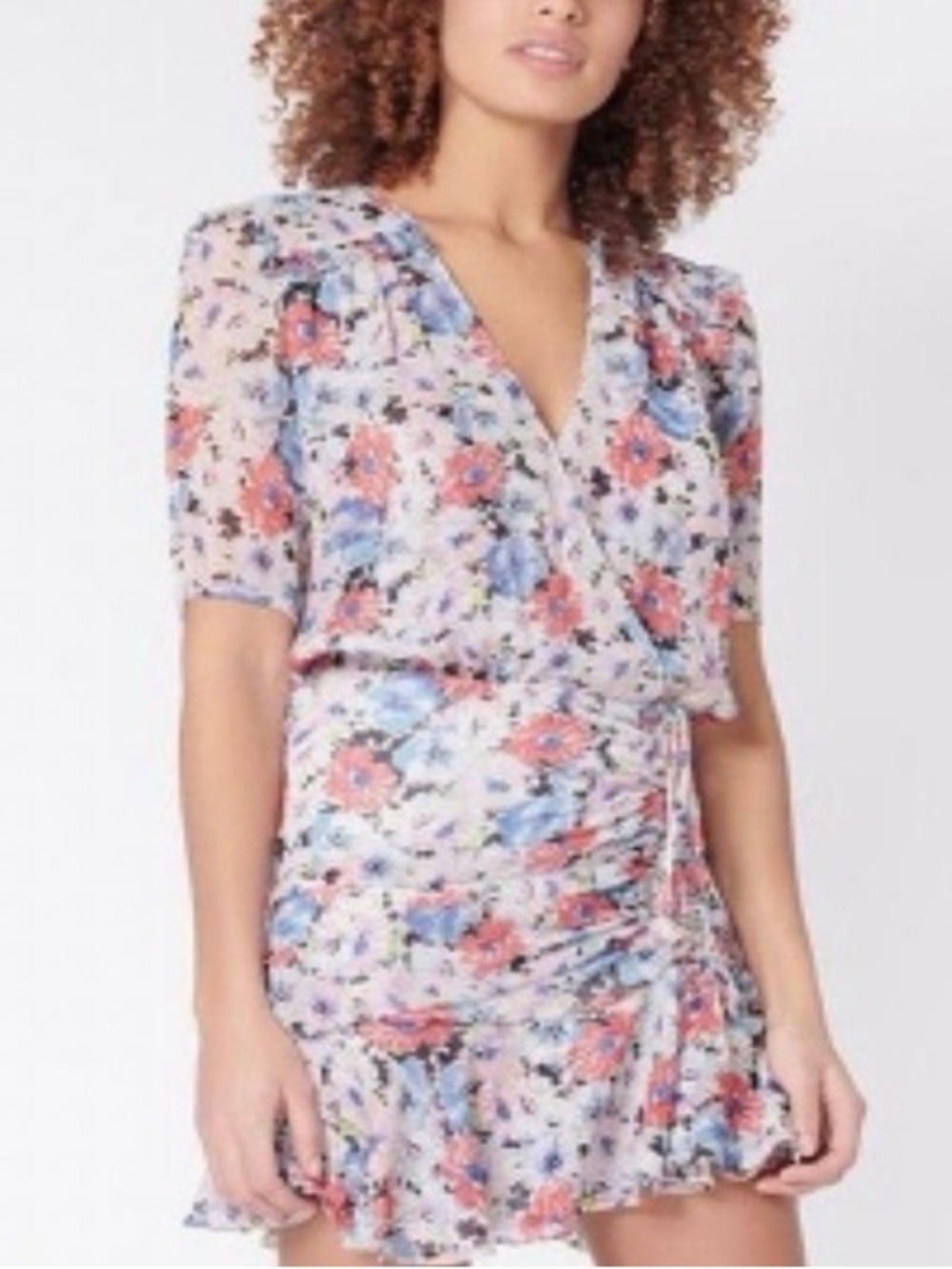 Veronica Beard Floral Mini Dress in Pink and Blue